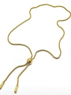 Gold Lariat Slider Necklace - Elegant Women’s Jewelry